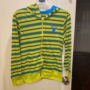 Nike Kids Vibrant Green and Blue Striped Jacket